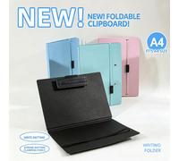 Porte-bloc pliable A5 avec sangle de reliure, clip vertical en plastique dur, fournitures de bureau et d'étudiant, planche à écrire A4, clip de dossier de rangement, porte-menu, dossier de commande de