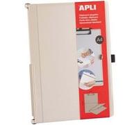 APLI Porte-bloc pliable 19646A A4 blanc – Plastique ABS, élastique pour feuilles, extension de stylo