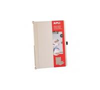 APLI Porte-bloc pliable 19646A A4 blanc – Plastique ABS, élastique pour feuilles, extension de stylo