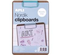 Porte-bloc - Pour document A5 - Clip métal bleu - Bois - Apli Nordik Bleu