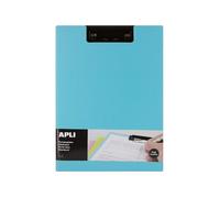 Porte-bloc - Pour documents A4 - Avec rabat - Clip métal noir - PVC - Bleu