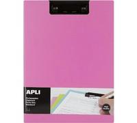 APLI Porte-bloc 17208 Premium A4 – PVC, clip métal noir, avec rabat – Rose