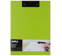 APLI Porte-blocs 17207 – Premium, avec rabat, clip métal noir, PVC – A4 Vert