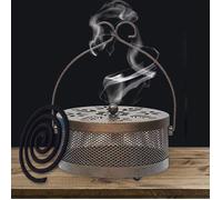 Porte-bobine anti-moustiques mobile Porte-bâtonnets d'encens en métal classique Récipient en spirale anti-moustiques, 15 x 8 cm