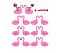 Porte-boisson gonflable en forme de flamant rose, accessoire de fête de piscine, porte-gobelet flottant d'été, support de boisson extérieur, essentiel pour fête de cocktails, flotteur de boisson au bo