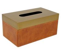 Porte-boîte de mouchoirs - Modèle de table - Métal et cuirPolyuréthane- Design moderne - Rectangulaire - Galvanisé - Dimensions : 22 x 12,95 x 10,4 cm - Orange
