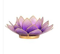 Porte Bougie Capiz Fleur de Lotus violet clair 13,5cm