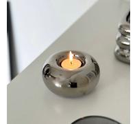 Porte-bougie en céramique argent de luxe, support de bougie de style Ins pour dîner aux chandelles, décoration de table de maison petit,grand,Un ensemble de 2 pièces (grand + petit)porcelaine