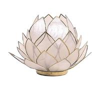 Porte Bougie Fleur de Lotus Capiz Grand format naturel