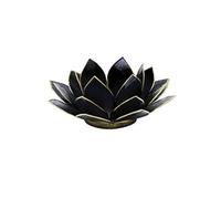 Porte Bougie Fleur de Lotus noir et or