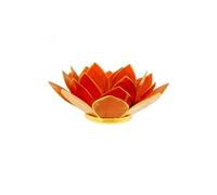 Porte Bougie Fleur de Lotus Orange et Or 2nd chakra
