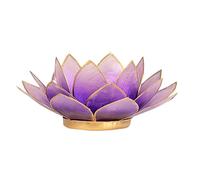 Porte Bougie Fleur de Lotus Violet et or