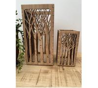 Porte-bougie - L - Lanterne En Bois De Bambou - Découpé Au Laser - Intérieur - Marron