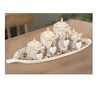 Porte-bougies en bois avec plateau : lot de 4 porte-bougies chauffe-plat pour centre de table de salle à manger, COFFRET THEMATIQUE