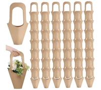 Porte-bouquet de fleurs, sacs de fleurs en papier Krafts 50pcs, sacs-cadeaux bouquet suspendus avec poignée pour la fête mariage d'anniversaire Thanksgiving Favors