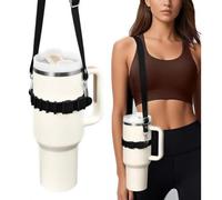 Porte-bouteille d'eau à sangle réglable en silicone compatible avec Stanley Owala Hydroflask Yeti - Plusieurs façons de transporter pour un usage quotidien en extérieur, Noir , 7.5*14*3cm, Moderne