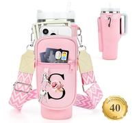 Porte-bouteille d'eau personnalisé avec sangle pour accessoires de tasse Stanley, gobelet de 1200 ml, sac de transport initiale avec poche pour téléphone, cadeau idéal pour Thanksgiving, Noël, Nouvel