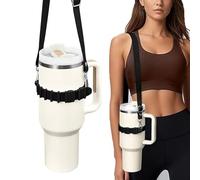 Porte-bouteille d'eau réglable avec sangle - Accessoire en silicone compatible avec Stanley Owala Hydroflask Yeti Idéal pour le camping, la salle de sport, un usage quotidien, Noir , 7.5*14*3cm
