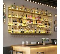 Porte Bouteille Grand Support à vin en métal, unité de Bar Flottante en Forme de Losange Tendance Moderne, étagères de Rangement pour vin pour décoration de Maison (Or, 4 Niveles - 200 cm)