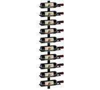 Porte-bouteilles mural 10 bouteilles - casier à vin mural - dim. 27 x 10 x 116 cm - acier noir