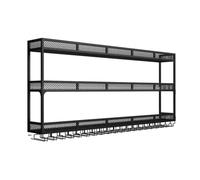 Porte Bouteille Vin Mural Metal Bande Lumineuse LED Porte-gobelet Inversé | Soudure Intégrée, laquage à Haute Température, Cadre Fer Épais Qualité, Casier à Vin Mural(Black,120x25x90cm)