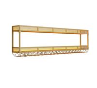 Porte Bouteille Vin Mural Metal Bande Lumineuse LED Porte-gobelet Inversé | Soudure Intégrée, laquage à Haute Température, Cadre Fer Épais Qualité, Casier à Vin Mural(Gold,120x25x54cm)