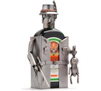 Porte-bouteilles à liqueur en métal « Chasseur » : sculpture artisanale, pièce unique