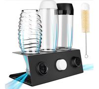 Porte-bouteilles compatible avec SodaStream et les bouteilles d'eau standard, égouttoir en acier inoxydable en 3 parties, support d'égouttage, égouttoir avec anneaux de protection en silicone, tapis d