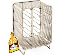 Porte-bouteilles doré pour 12 bouteilles - Rangement à bouteilles en métal avec motif ajouré - Dimensions : L 30 x H 46 x P 24 cm - Style : Art déco