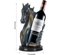 Porte-bouteilles en forme de cheval - Casier à vin de table - Motif animalier cheval - Pour bouteilles d'un diamètre maximal de 7,2 cm - Dimensions : 17 × 30 cm - Décoration de table - Bleu et or