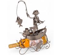 Porte-bouteilles en forme de vis - Présentoir à vin - Métal robuste - Fabriqué à la main - Accessoire de décoration d'intérieur - 25 x 12 x 27 cm