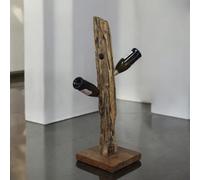 Porte-bouteilles en teck 30 x 35 x H 100 cm pour la décoration d'intérieur