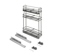 Emuca Porte-bouteilles TitaneMax – Fermeture amortie, Gauche, 3 plateaux, 800x200 mm, Anthracite