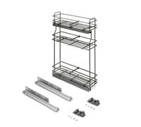 Emuca Porte-bouteilles TitaneMax – Fermeture amortie, Gauche, 3 plateaux, 800x200 mm, Anthracite