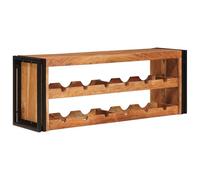 Porte-bouteilles mural en bois d'acacia massif 120 x 45 x 33 cm | Design industriel, rangement fonctionnel, montage facile, intérieur uniquement, finition marron