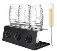 Porte-bouteilles pour SodaStream, égouttoir en acier inoxydable pour 3 bouteilles avec bac d'égouttage amovible et support pour couvercles, égouttoir pour bouteilles SodaStream Crystal et Emil