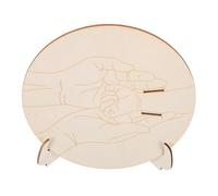Porte-bracelet Bébé Rond Gravé en Bois avec Support, 1 Set | Plaque Ronde Beige, Souvenir de Naissance pour Hôpital, Usage Spécial, Décor Nursery, Présent -né