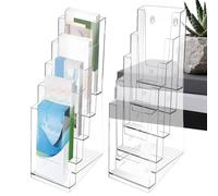 Porte-brochure en acrylique | Organisateur mural | à dépliants en plastique transparent, présentoir de littérature à double poche, distributeur de dépliants durable pour comptoir de réception