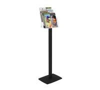 Porte-brochures et revues plexiglass-cristal sur pied NOIR 8 cases 1/3 A4