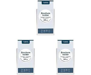 Porte-brochures mural - EUROPEL - 1/3 A4 - Plastique robuste - Lot de 3 - Design clair