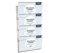 Porte-brochures mural EUROPEL A4 horizontal 4 compartiments transparent
