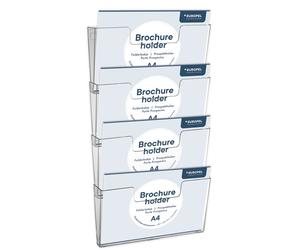 Porte-brochures mural EUROPEL A4 horizontal 4 compartiments transparent