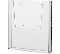 Porte-brochures mural HELIT A4 transparent en polystyrène - profondeur 30 mm