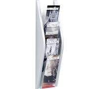 porte-brochures mural helit, DIN long, 4 compartiments, argenté