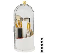 Porte-brosse à dents caché rotatif à 360 ° - Organisateur de brosses de maquillage anti-poussière - Pour brosses à dents, rouge à lèvres - Lavabo (blanc)