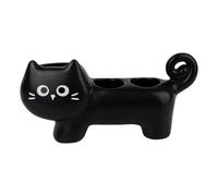 Porte-brosse à dents en céramique, support de rangement de salle de bain en | Le porte-brosses à dents en céramique orné d'un chat noir permet d'organiser les articles de toilette ; il garde les brosses