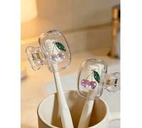 Porte-brosse à dents en cristal à motif cerise, convient à différentes tailles de brosses à dents, avec des trous de ventilation pour garder la tête de la brosse à dents propre et sèche. Couvercle de 