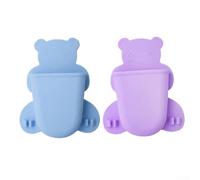 Porte-brosse à dents en forme d'ours mignon pour enfants, support mural sans perçage avec dos solide, organisateur de salle de bain pour enfants, rangement de brosses et gobelets de bain de bouche