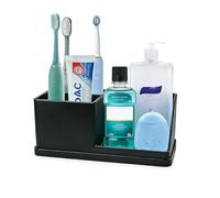 Porte-brosse à dents en silicone pour salle de bain, brosse à dents électrique et dentifrice, 4 emplacements, accessoires pour comptoir de salle de bain, douche, coiffeuse - Noir