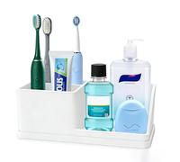 Porte-brosse à dents en silicone pour salle de bain, brosse à dents électrique et dentifrice, 4 emplacements, accessoires pour comptoir de salle de bain, douche, coiffeuse - Blanc